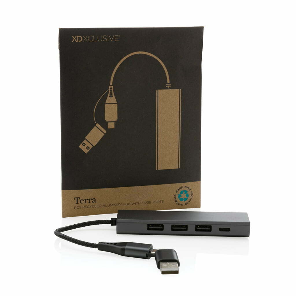 Terra RCS perdirbtas aliuminio USB šakotuvas su 3 USB prievadais - Image 9