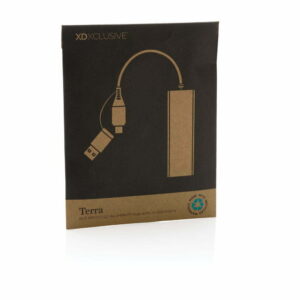 Terra RCS perdirbtas aliuminio USB šakotuvas su 3 USB prievadais