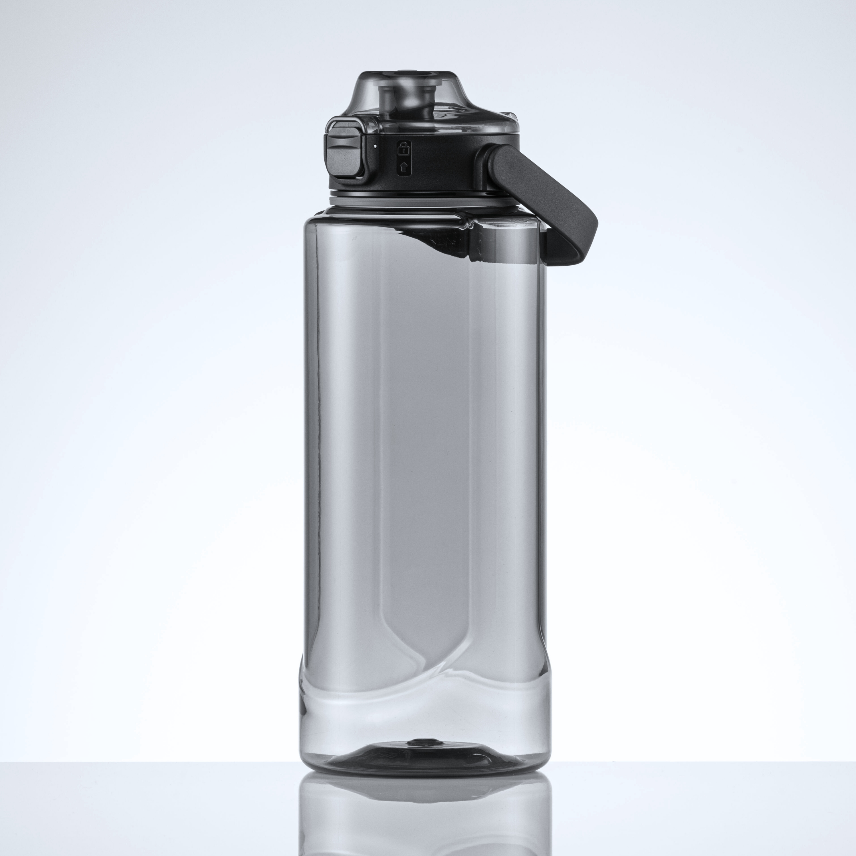 Didelis vandens buteliukas, 1500 ml, su rankena, pagamintas iš Tritan medžiagos, atsparus pratekėjimui, tinkamas kelionėms ir darbui