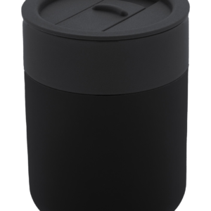 Silikonu dengtas keramikinis puodelis, 300 ml.
