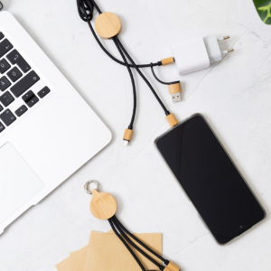 USB įkroviklio kabelis iš RPET ir bambuko 100 cm