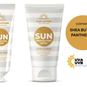 SPF50 kremas nuo saulės su reklamine spauda