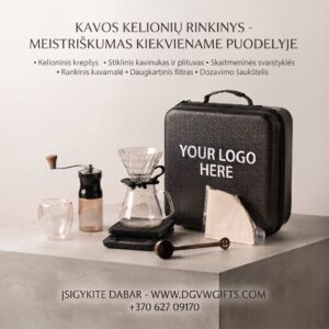 Kelioninis kavos rinkinys su įmonės logotipu