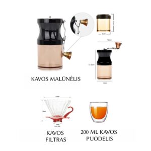 Kelioninis kavos rinkinys patogiame dėkle