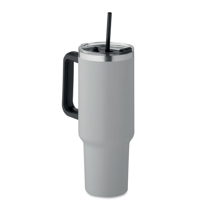 Didelis termo puodelis su šiaudeliu, 1200 ml