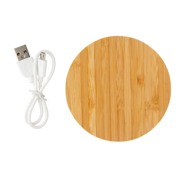 FSC® certified bamboo 5W round wireless charger - Image 3