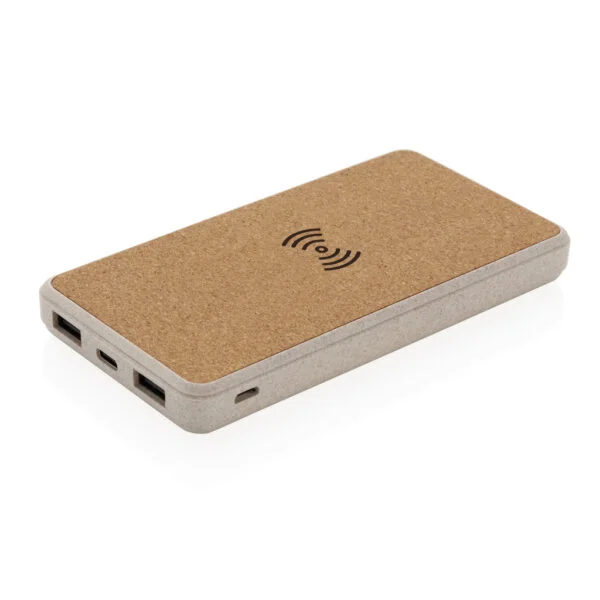 Cork and Wheat Straw 8.000 mAh 5W wireless powerbank - Image 2