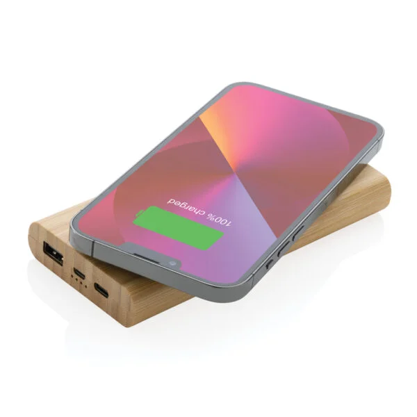 FSC®certified bamboo 8.000 mAh 5W wireless powerbank - Image 3