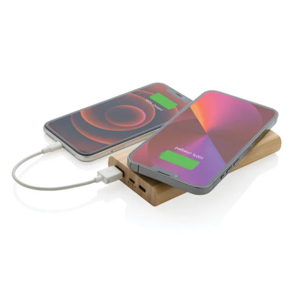 FSC®certified bamboo 8.000 mAh 5W wireless powerbank - Image 4