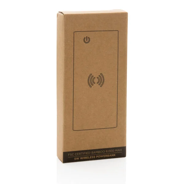 FSC®certified bamboo 8.000 mAh 5W wireless powerbank - Image 13
