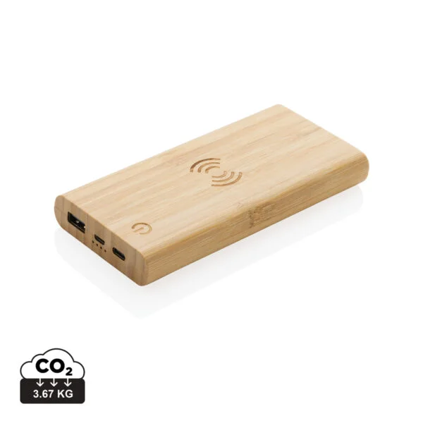 FSC®certified bamboo 8.000 mAh 5W wireless powerbank