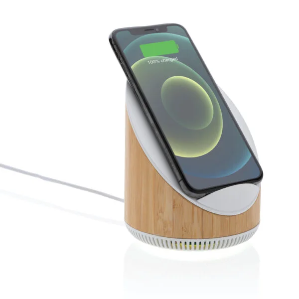 Ovate bamboo 5W speaker with 15W wireless charger - Image 3